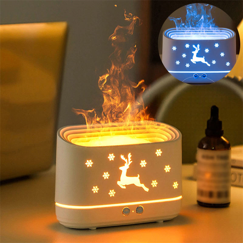 Elk Flame Humidifier Diffuser – Mute Atmosphere Lamp & Cool Mist Maker for Home Decor