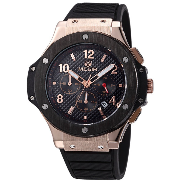 Luxury Men's Quartz Watch – Sports Military Silicone Strap Wristwatch | 3ATM Waterproof