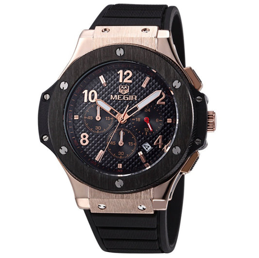 Luxury Men's Quartz Watch – Sports Military Silicone Strap Wristwatch | 3ATM Waterproof