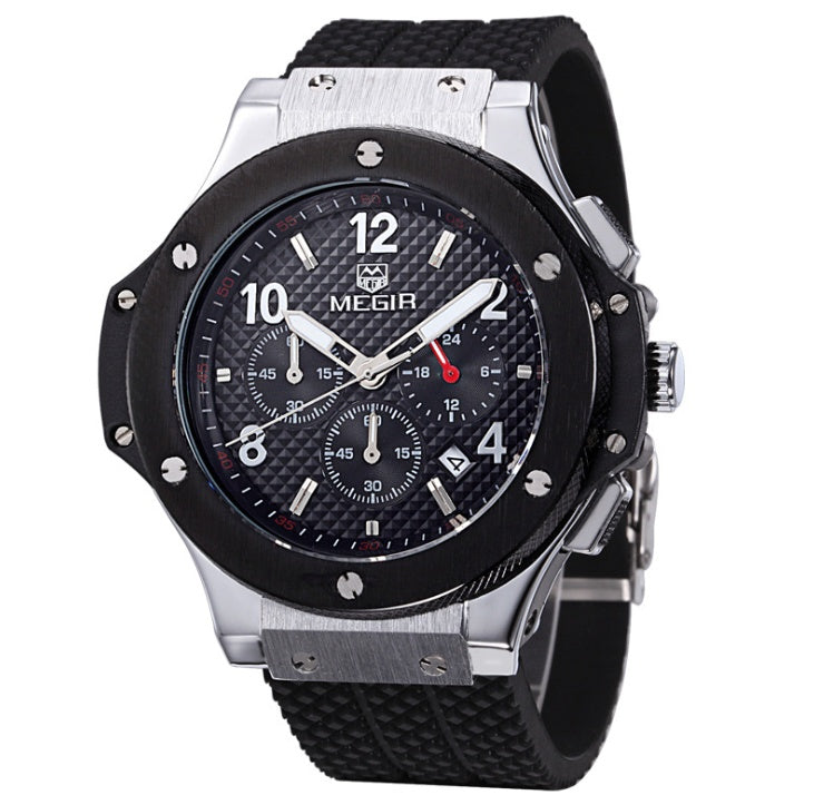 Luxury Men's Quartz Watch – Sports Military Silicone Strap Wristwatch | 3ATM Waterproof
