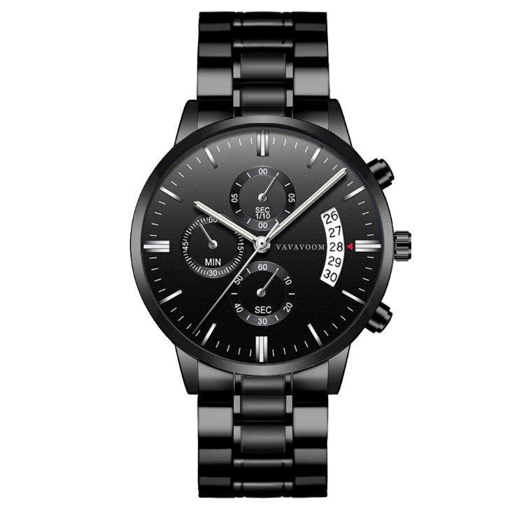 Men's Stainless Steel Business Watch – Quartz Calendar Timepiece