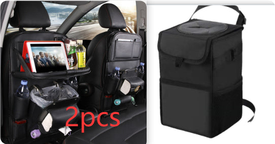 PU Leather Car Seat Back Organizer – Multi-Pocket Hanging Bag with Built-in Trash Can | 6 Colors