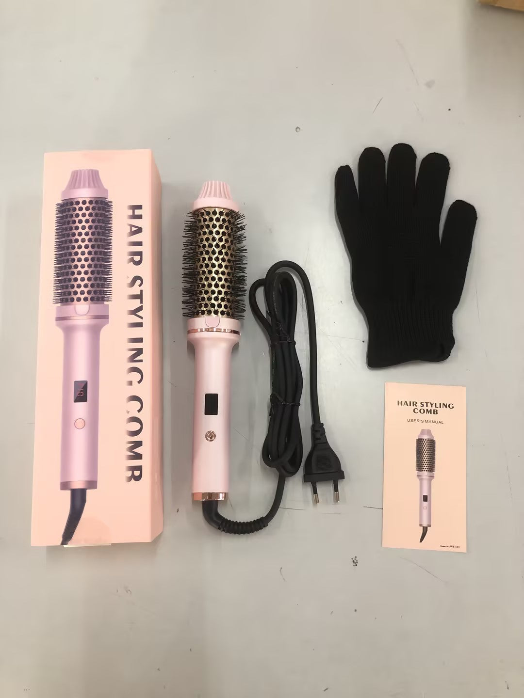 2-in-1 Hair Curler & Straightener Comb – Negative Ion Fast Heating | Black & Pink | US/UK/EU/AU