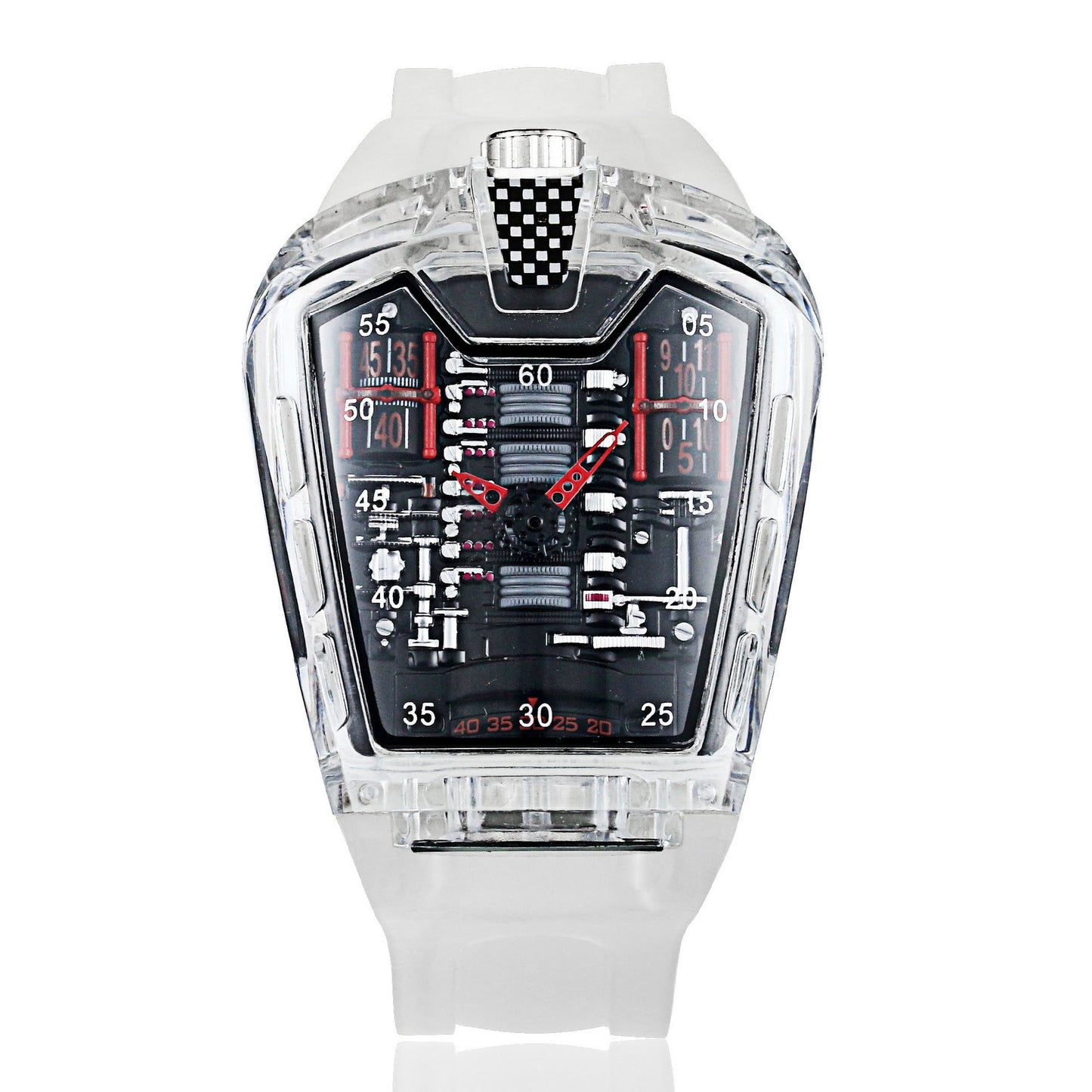 Luxury Sports Men's Quartz Watch – Transparent Case, Silicone Strap | 10 Bold Colors