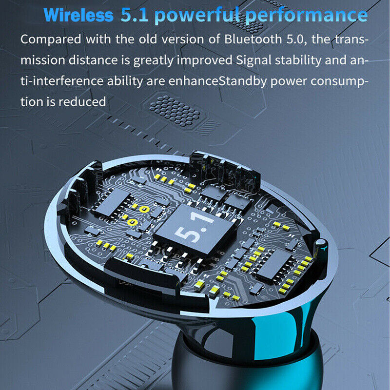 TWS Wireless 5.1 Sports Earphones – IPX7 Waterproof, Smart LED Display & Hi-Fi Stereo Sound