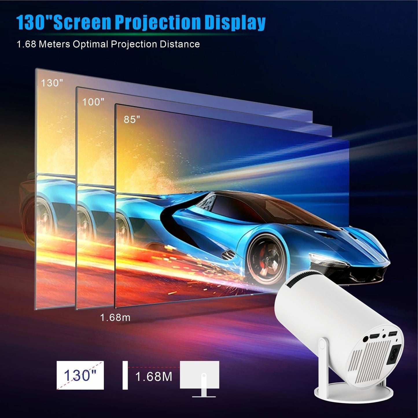 HY300 Pro Portable Projector – HD Home Theater Mini Projector for Indoor & Outdoor Use