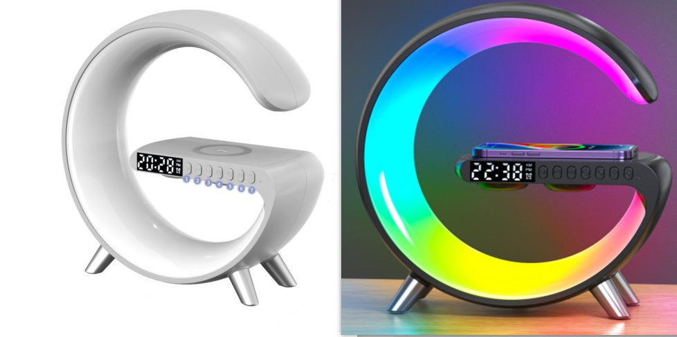 G-Shaped Smart LED Lamp – Bluetooth Speaker, Wireless Charger & App-Controlled Atmosphere Light