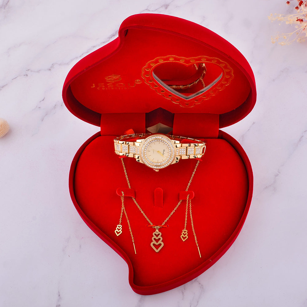 Women's Fashion Watch & Jewelry Gift Set – Watch, Necklace & Earrings