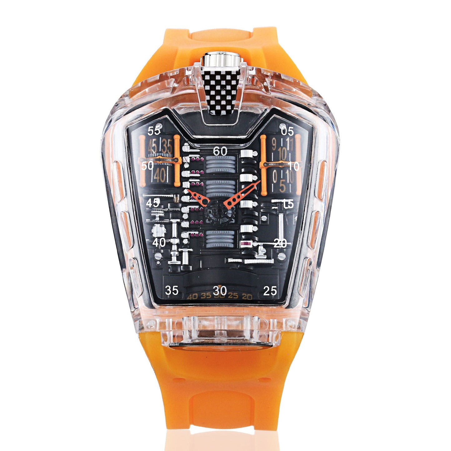 Luxury Sports Men's Quartz Watch – Transparent Case, Silicone Strap | 10 Bold Colors