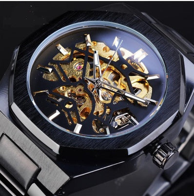 Luxury Men's Automatic Mechanical Watch – Skeleton Dial Stainless Steel Classic Timepiece