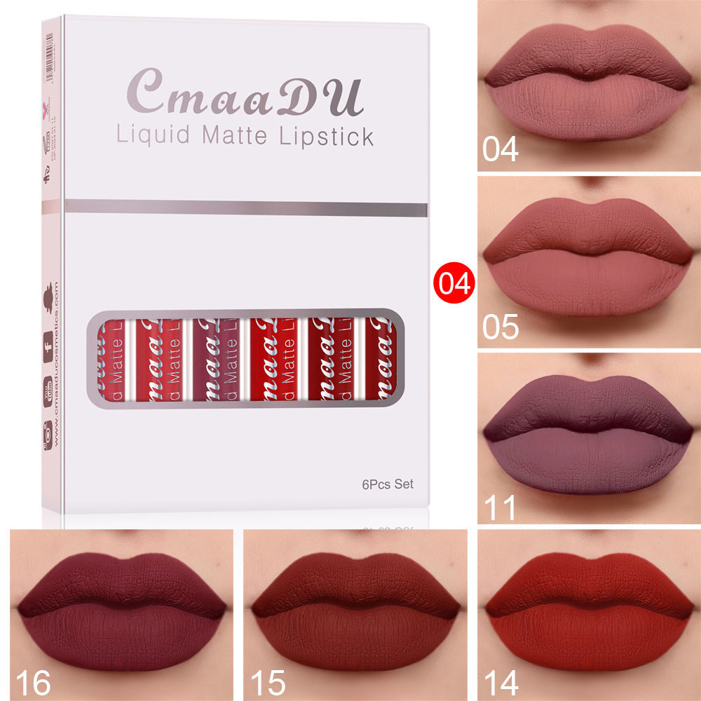 6-Color Matte Lip Gloss Gift Set – Waterproof, Long-Lasting & Non-Stick | 2.5ml x 6pcs