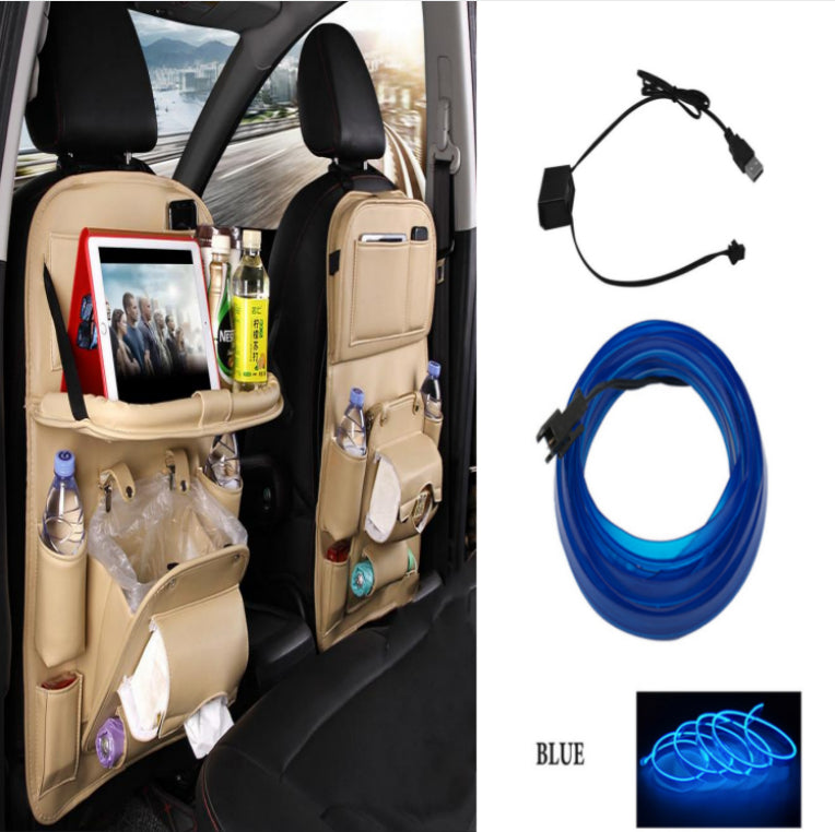 PU Leather Car Seat Back Organizer – Multi-Pocket Hanging Bag with Built-in Trash Can | 6 Colors