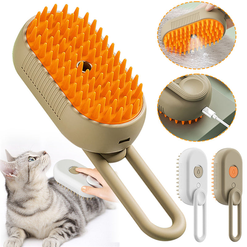 3-in-1 Electric Steam Pet Grooming Brush – Spray Comb for Cats & Dogs