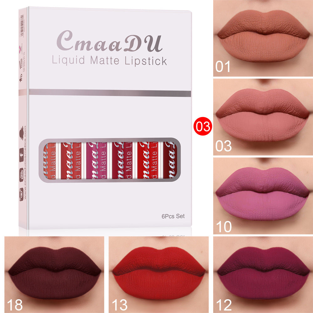6-Color Matte Lip Gloss Gift Set – Waterproof, Long-Lasting & Non-Stick | 2.5ml x 6pcs