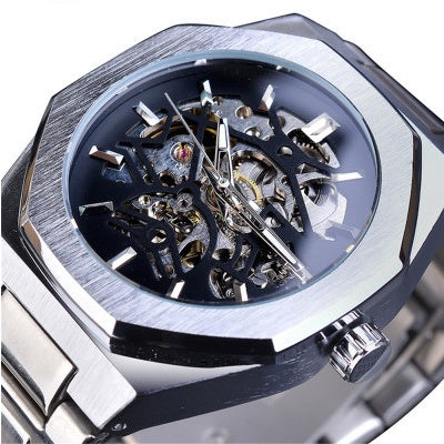 Luxury Men's Automatic Mechanical Watch – Skeleton Dial Stainless Steel Classic Timepiece