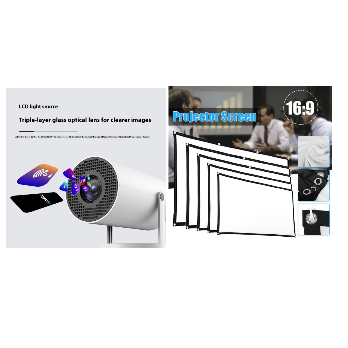 Portable 180° Smart Projector – Auto Focus Home Theater with WiFi & Bluetooth