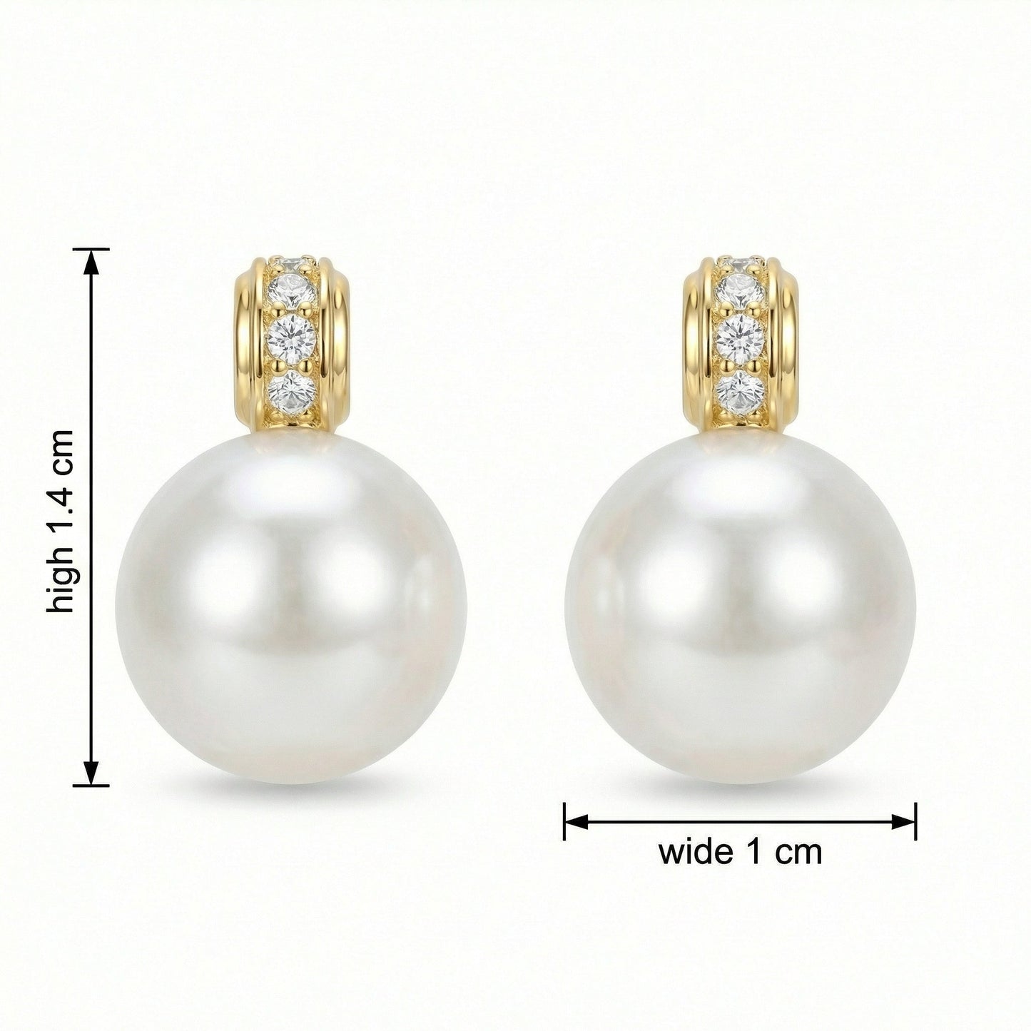 925 Sterling Silver Pearl Drop Earrings – Elegant White Pearl with Diamond Accents