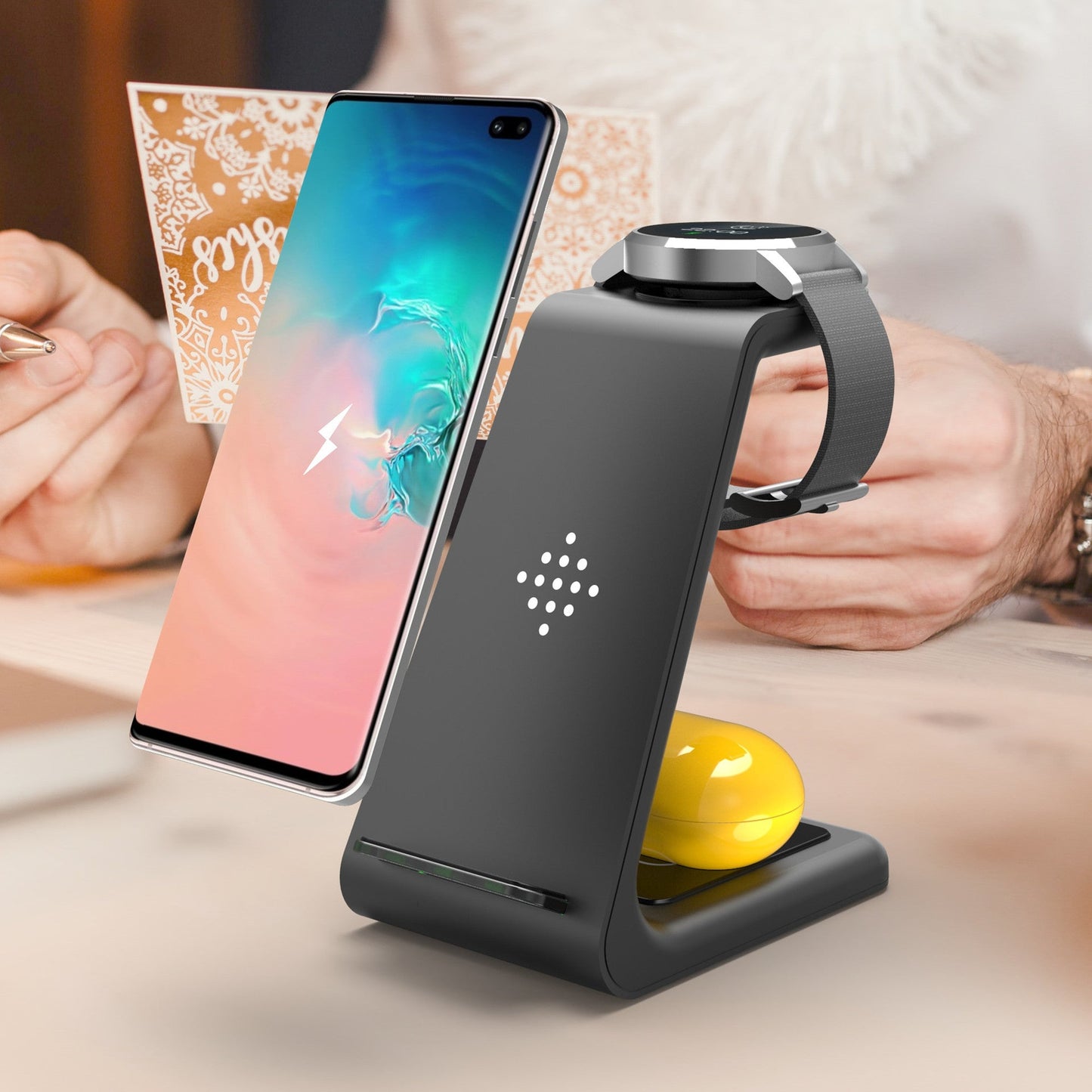 3-in-1 Fast Wireless Charging Station Stand for Phone, Watch & Earbuds