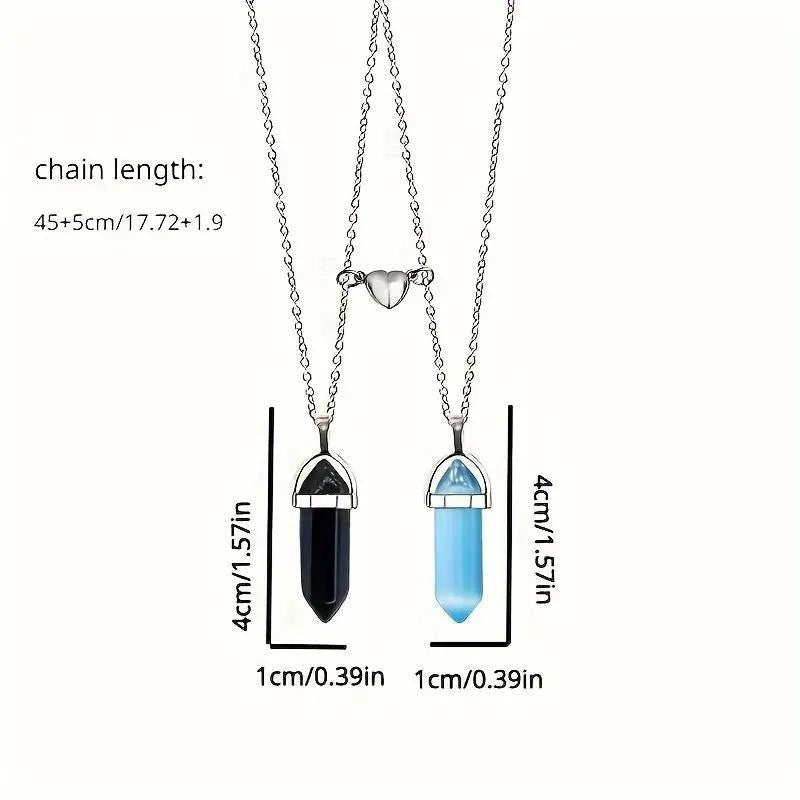 Couple Natural Stone Magnetic Bracelet & Necklace Set – Matching Love Jewelry