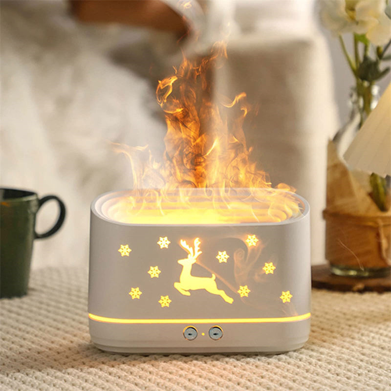 Elk Flame Humidifier Diffuser – Mute Atmosphere Lamp & Cool Mist Maker for Home Decor