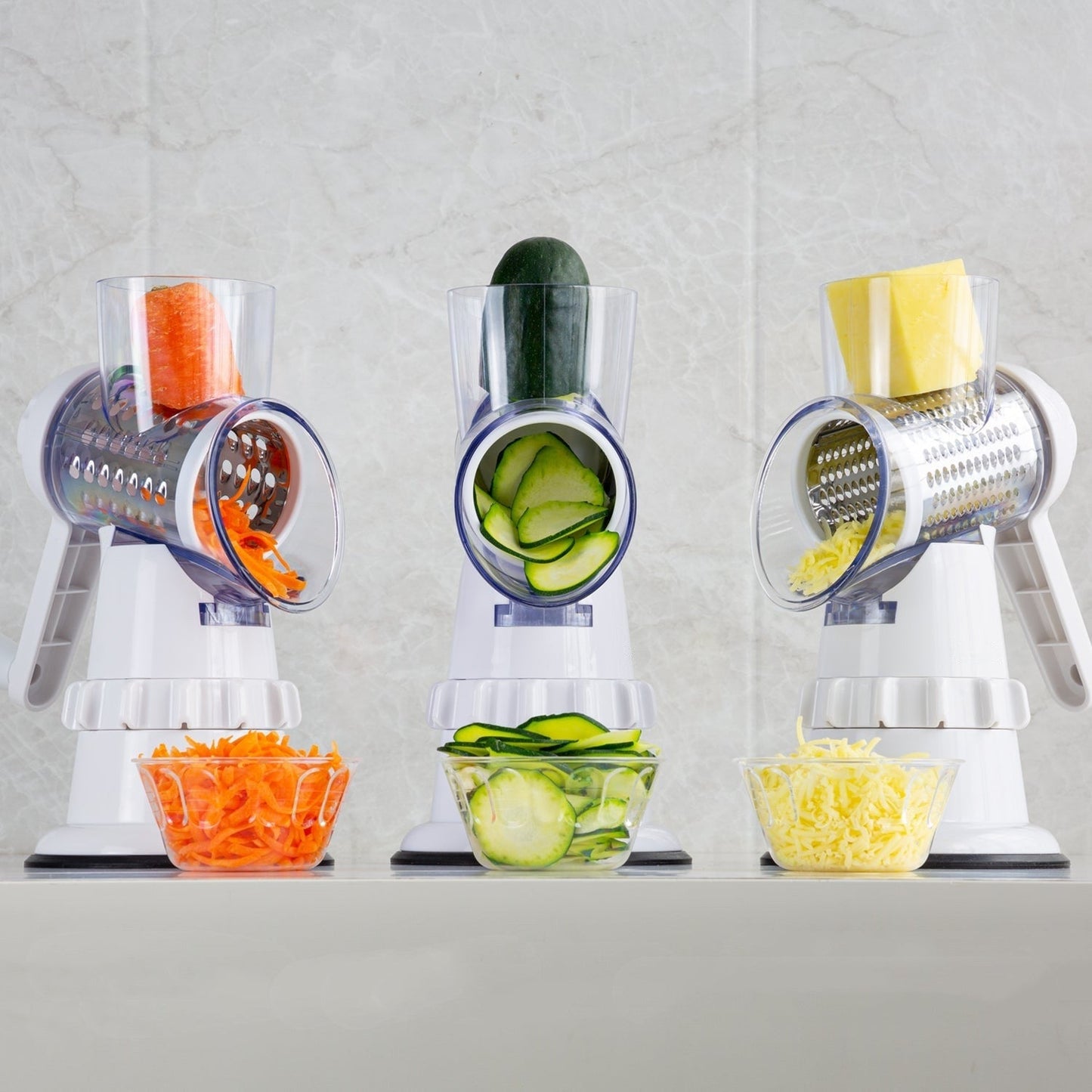 3-in-1 Vegetable Slicer & Grater – Manual Mandolin Cutter Round Chopper for Potato & Kitchen Use