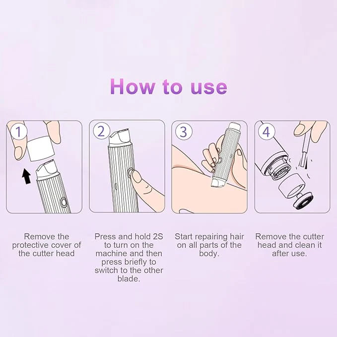Double Head Electric Shaver - Waterproof Hair Remover for Body, Underarms & Legs