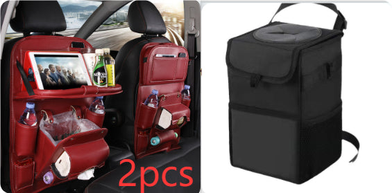 PU Leather Car Seat Back Organizer – Multi-Pocket Hanging Bag with Built-in Trash Can | 6 Colors
