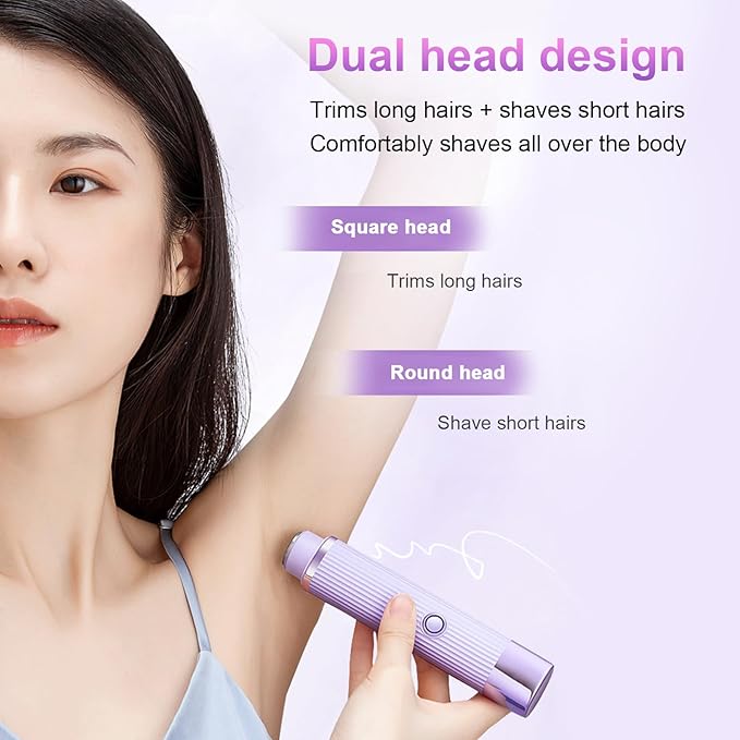 Double Head Electric Shaver - Waterproof Hair Remover for Body, Underarms & Legs