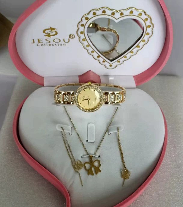 Women's Fashion Watch & Jewelry Gift Set – Watch, Necklace & Earrings