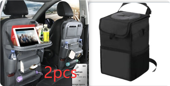 PU Leather Car Seat Back Organizer – Multi-Pocket Hanging Bag with Built-in Trash Can | 6 Colors