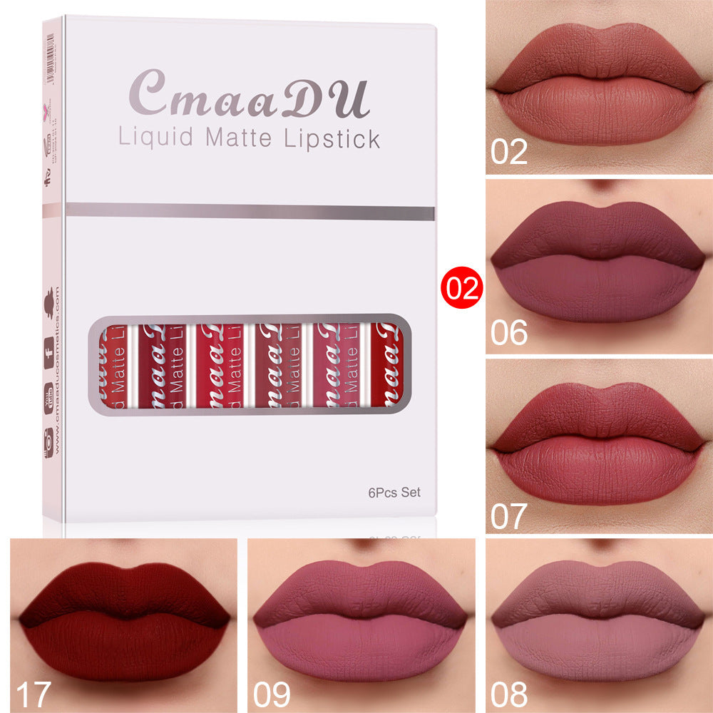 6-Color Matte Lip Gloss Gift Set – Waterproof, Long-Lasting & Non-Stick | 2.5ml x 6pcs