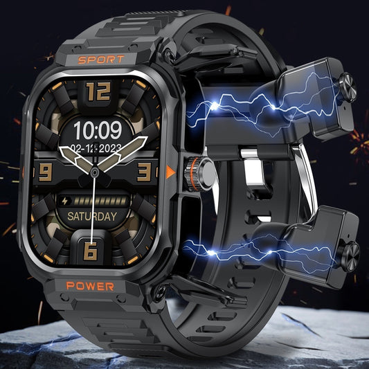 Smart Headset Sports Watch – Bluetooth Calling Smartwatch with Built-in Earbuds