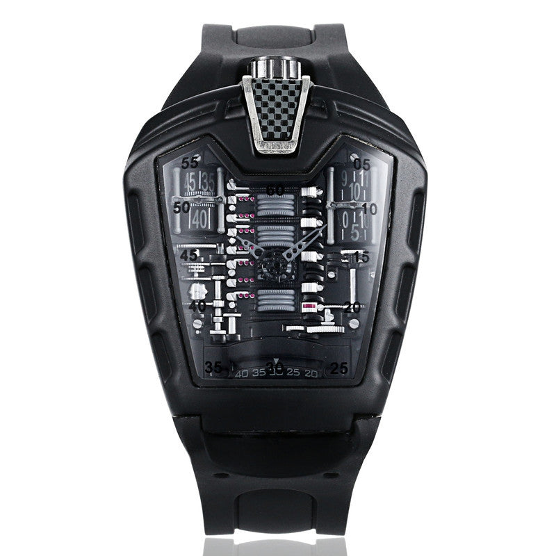 Luxury Sports Men's Quartz Watch – Transparent Case, Silicone Strap | 10 Bold Colors