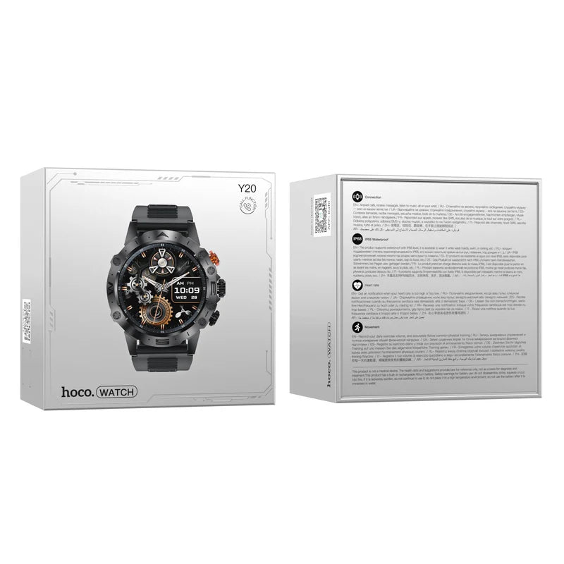 Hoco Y20 Smart Sports Watch with Bluetooth Calling – IP67 Waterproof Fitness Tracker with Heart Rate, Multi-Sport Modes & Long Battery Life for iOS & Android