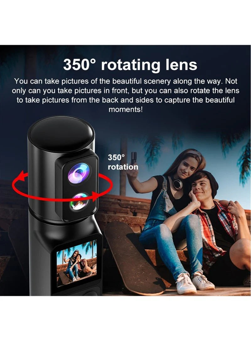 NovaNest 6K Ultra HD Handheld Action Camera – 50MP Professional Dual Lens Vlog Camera with 360° Rotating Lens & EIS Image Stabilization