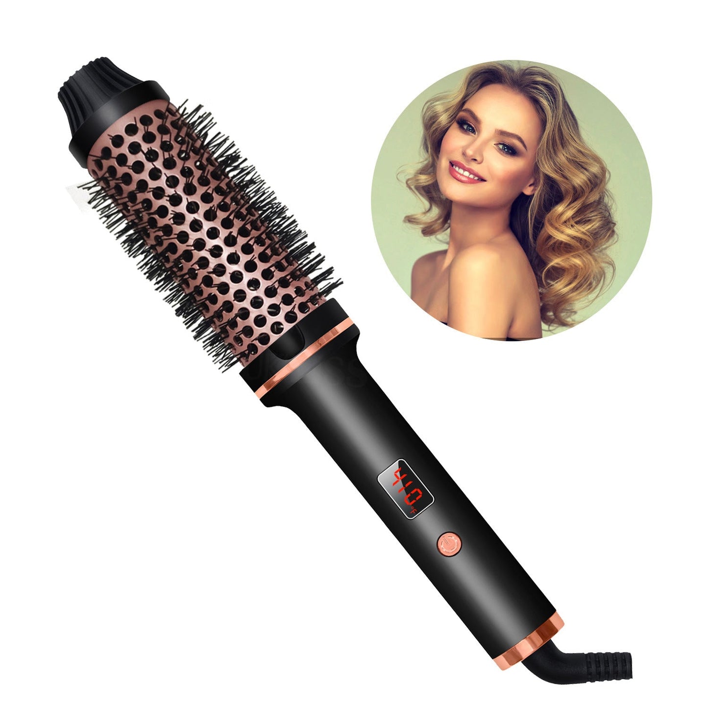 2-in-1 Hair Curler & Straightener Comb – Negative Ion Fast Heating | Black & Pink | US/UK/EU/AU