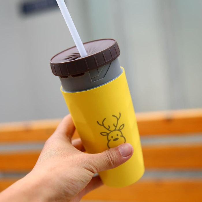 No Cover Twist Cup – Double Insulation Tumbler with Straw | Portable Water Bottle for Kids & Adults