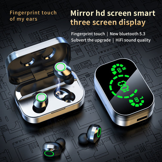YD03 TWS Wireless Earbuds – Bluetooth 5.3, Smart Digital Display & Breathing Light