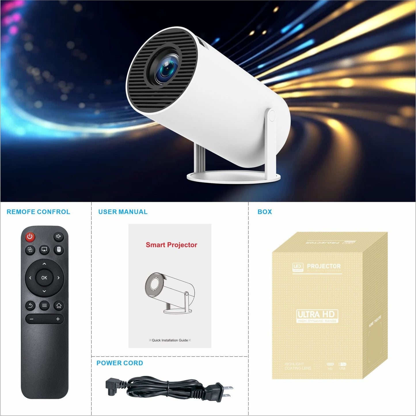 HY300 Pro Portable Projector – HD Home Theater Mini Projector for Indoor & Outdoor Use