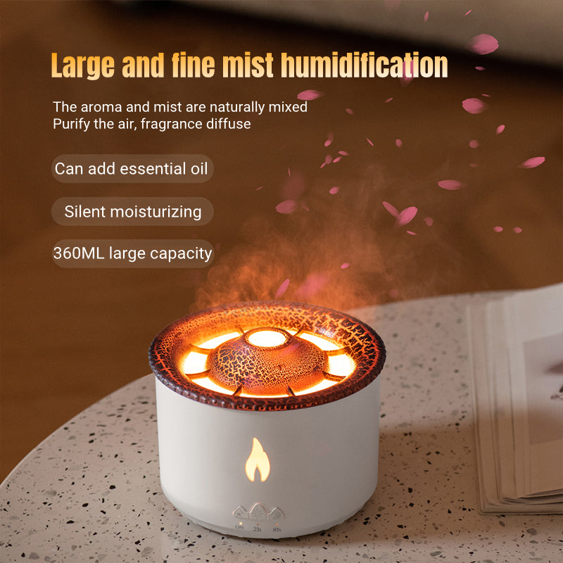 Ultrasonic Volcano Aroma Diffuser – Jellyfish Flame Essential Oil Humidifier for Home & Bedroom