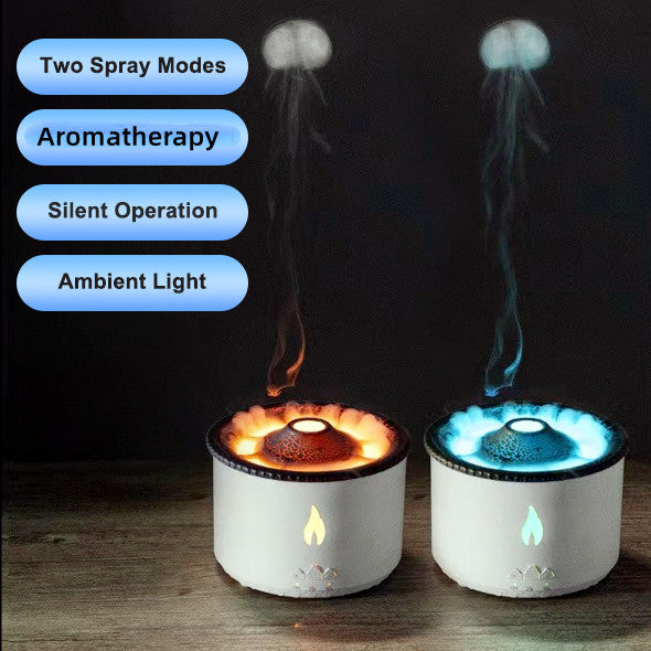 Ultrasonic Volcano Aroma Diffuser – Jellyfish Flame Essential Oil Humidifier for Home & Bedroom