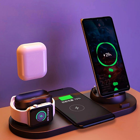 6-in-1 Wireless Fast Charging Dock Station – iPhone, Watch & AirPods Charger